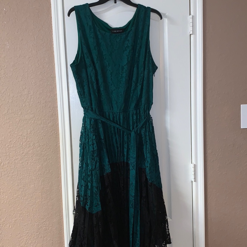 Green & Black lace dress